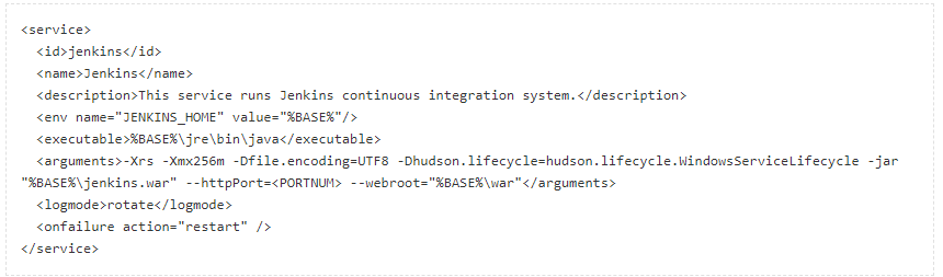 Sample snippet of Jenkins.xml