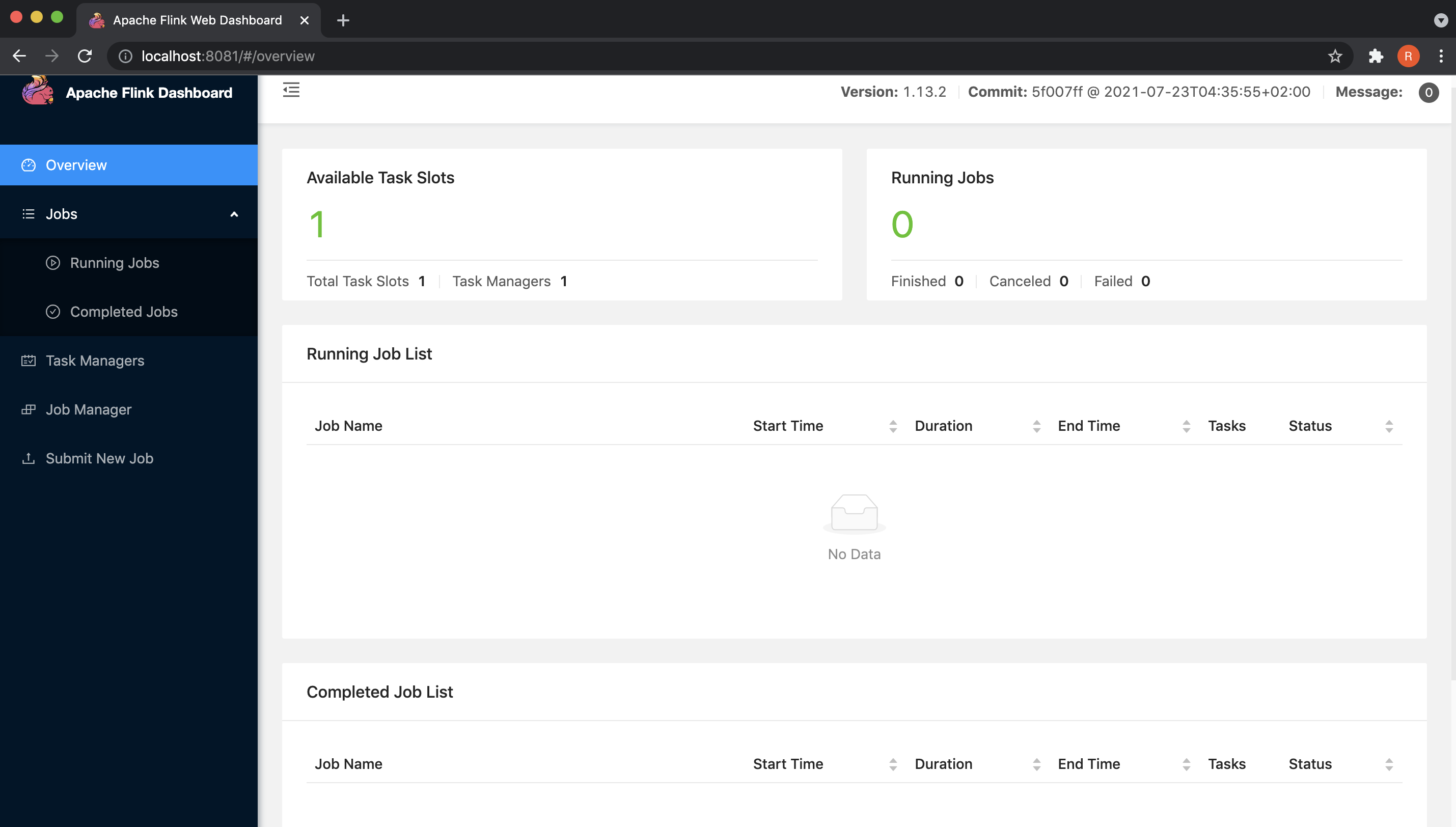 Apache Flink Dashboard